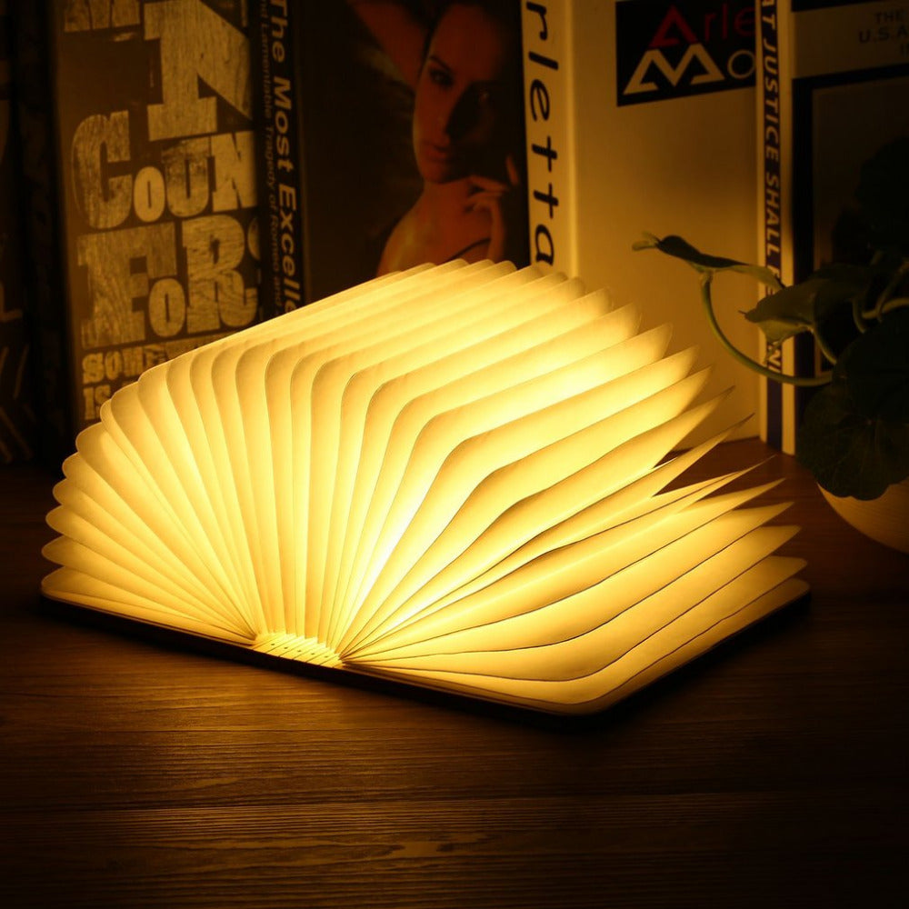 USB LED Foldable Wooden Book Shape Desk Lamp Nightlight