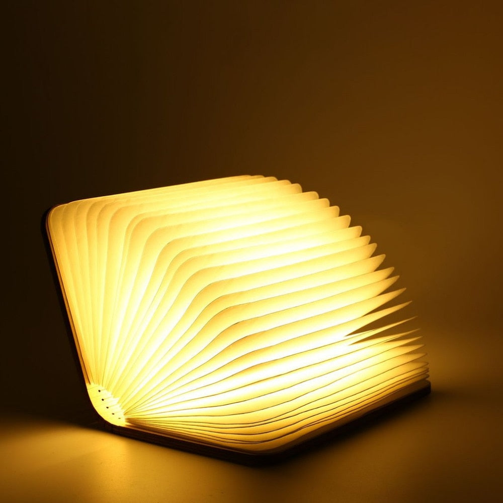USB LED Foldable Wooden Book Shape Desk Lamp Nightlight