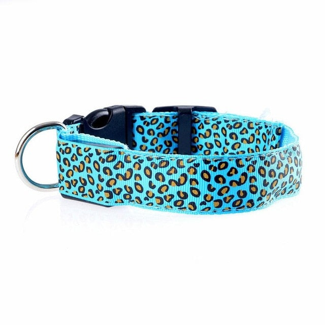 Nylon Safety Glowing LED Pet Collar Night
