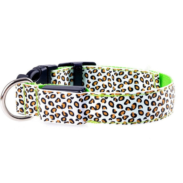 Nylon Safety Glowing LED Pet Collar Night