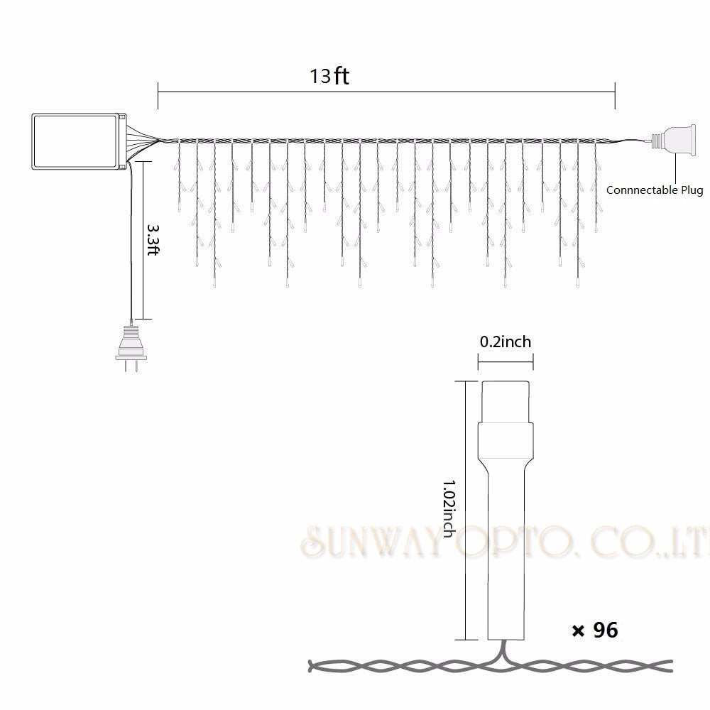 LED Icicle Curtain Window Waterfall Fairy String