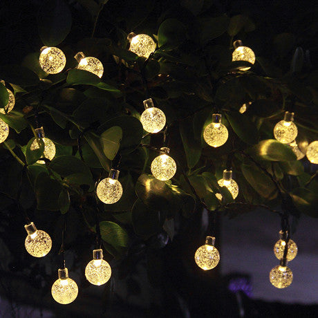 LED Solar-Powered Crystal Ball String Lights