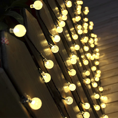 LED Solar-Powered Crystal Ball String Lights