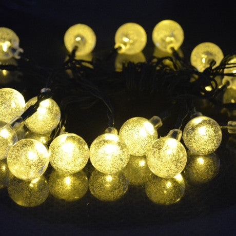 LED Solar-Powered Crystal Ball String Lights