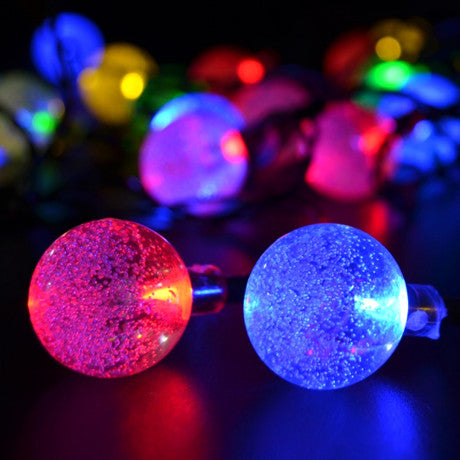 LED Solar-Powered Crystal Ball String Lights