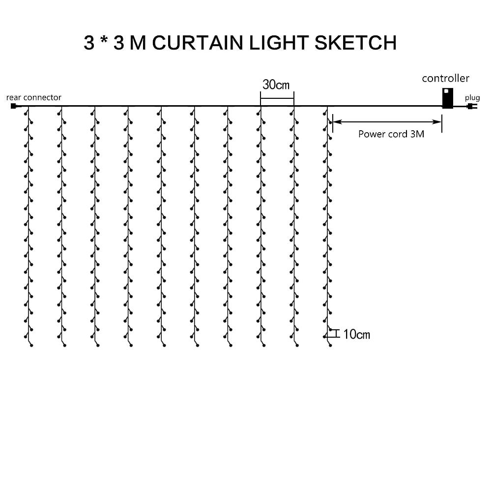 LED icicle Curtain Fairy String Light