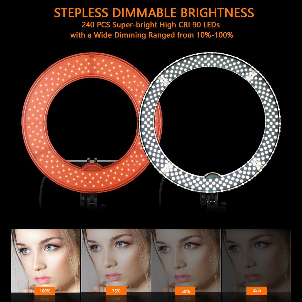 Dimmable photography ring light