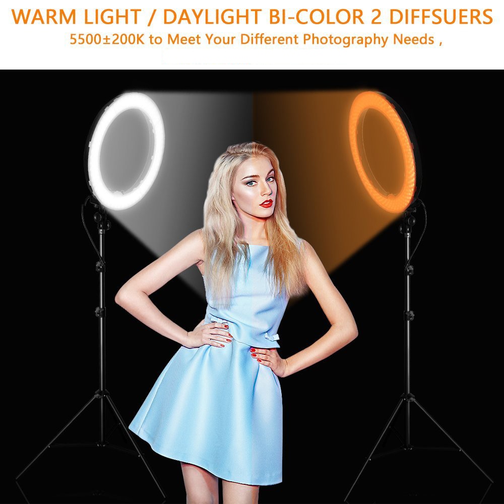 Dimmable photography ring light