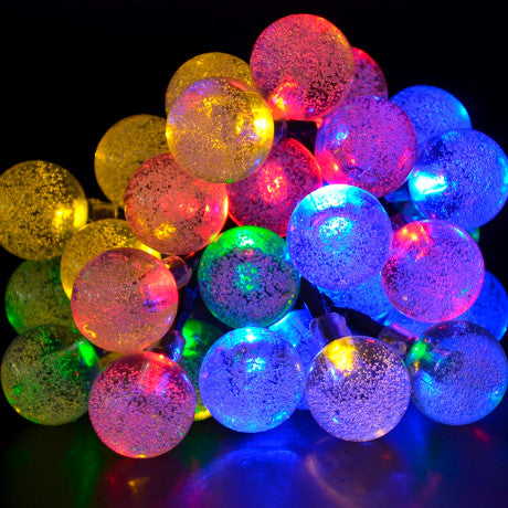 LED Solar-Powered Crystal Ball String Lights