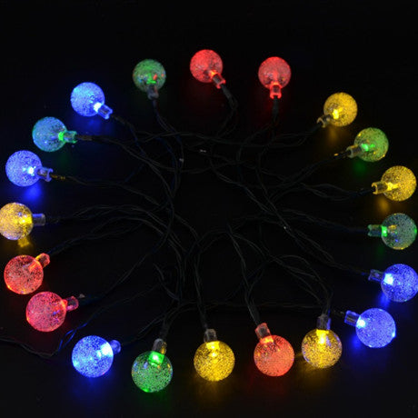 LED Solar-Powered Crystal Ball String Lights