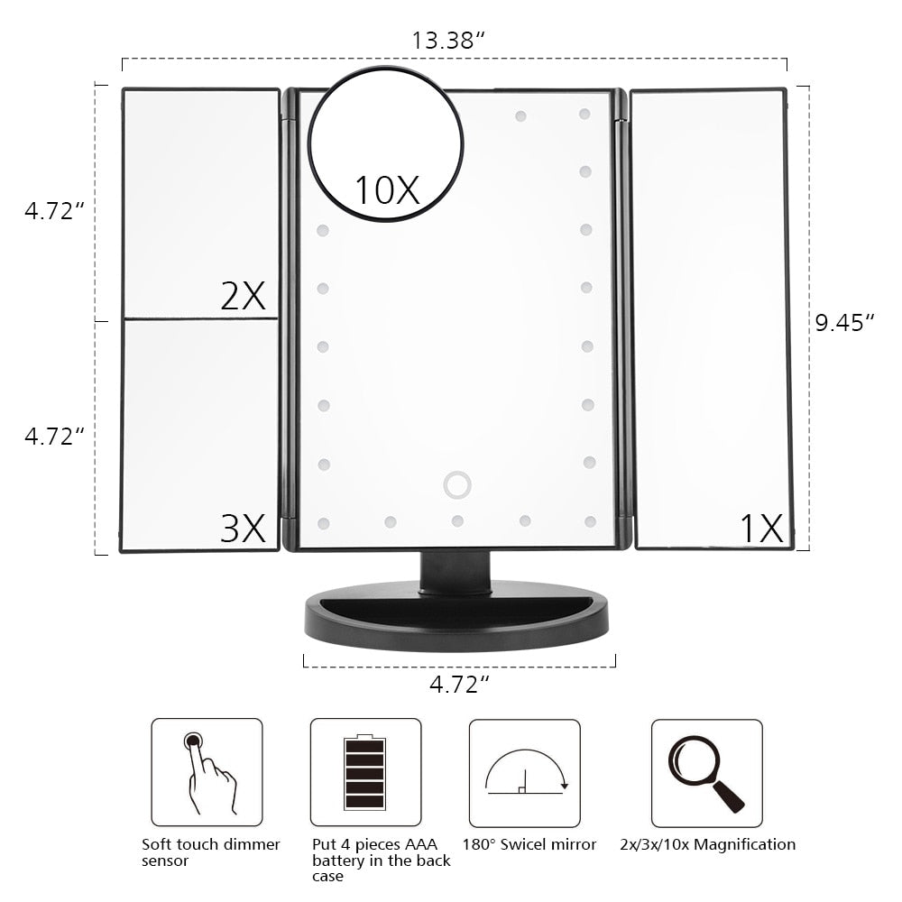 LED Touch Screen 22 Light Makeup Mirror